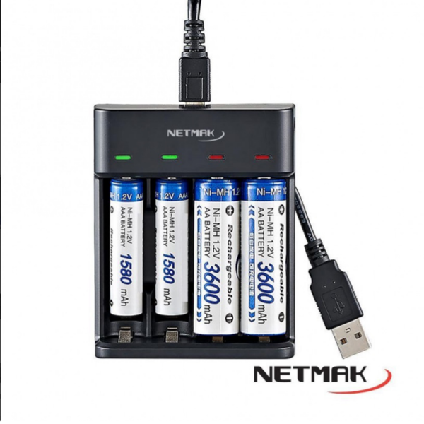 Producto - CARGADOR DE 4 PILAS AA Y AAA RAPIDO NM-CH4