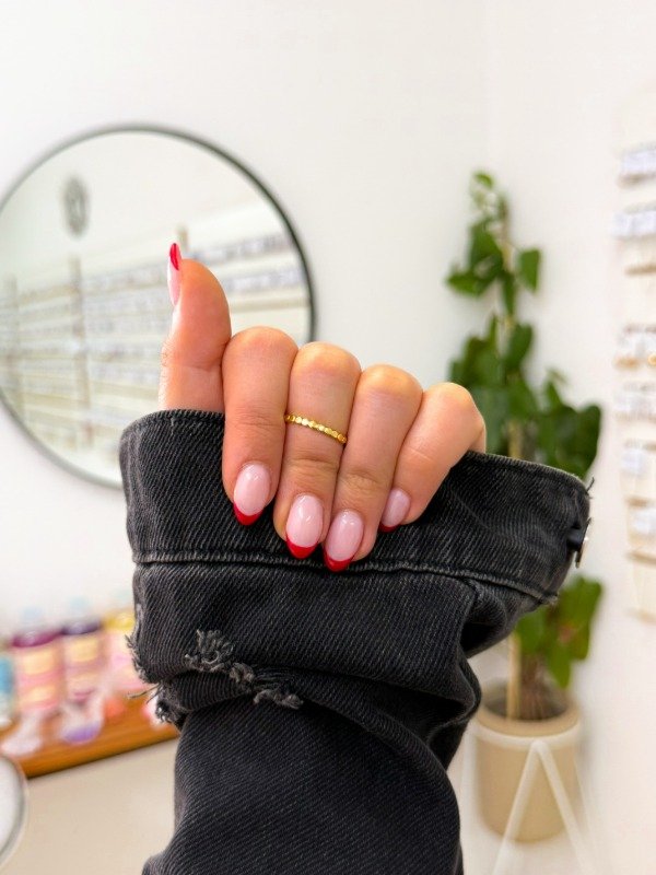 Producto - Anillo bañado en oro puntos lisos regulable