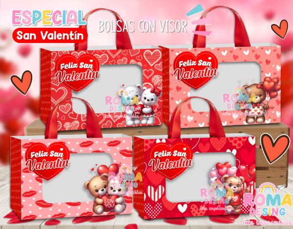 Producto - Bolsas  visor San Valentin ( pack 1 )