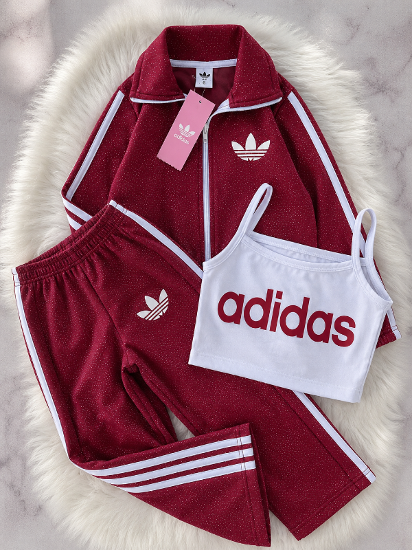 Producto - TRIO ADIDAS GLITTER BORDO (CAMPERA + TOP + PALAZO)