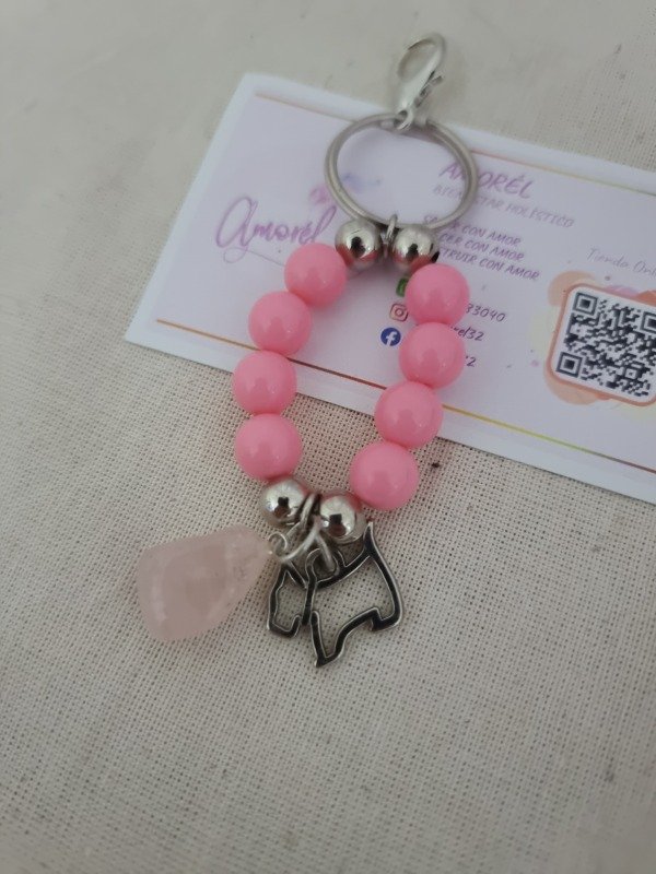 Producto - Llavero Amor incondicional con Cuarzo Rosa