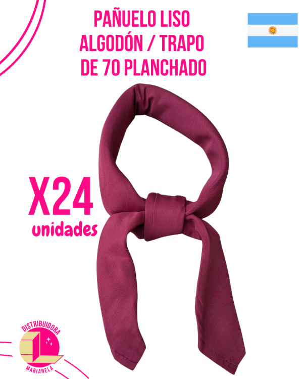 Producto - Pañuelo Algodón planchado 70 cm Colores Clásicos - Pack x24 unidades
