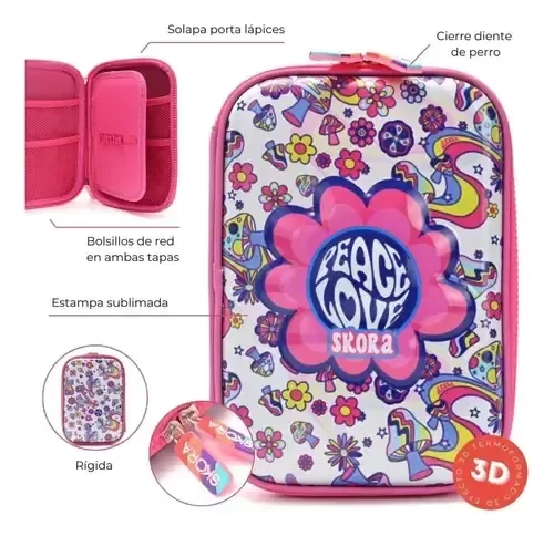 Producto - Skora Cartuchera Peace Love 3d Eva