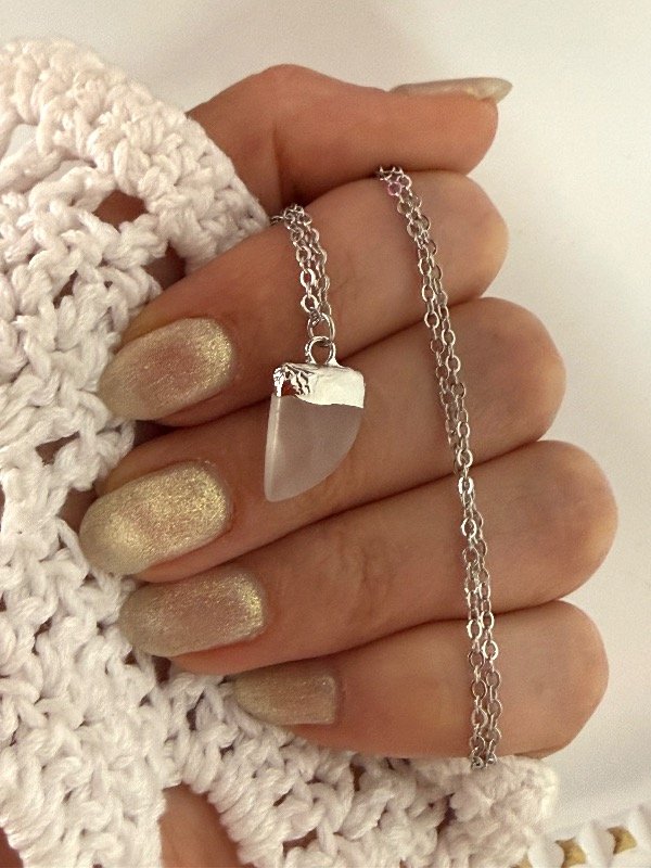 Producto - C425 Collar acero quirúrgico piedra color blanca 45 cm