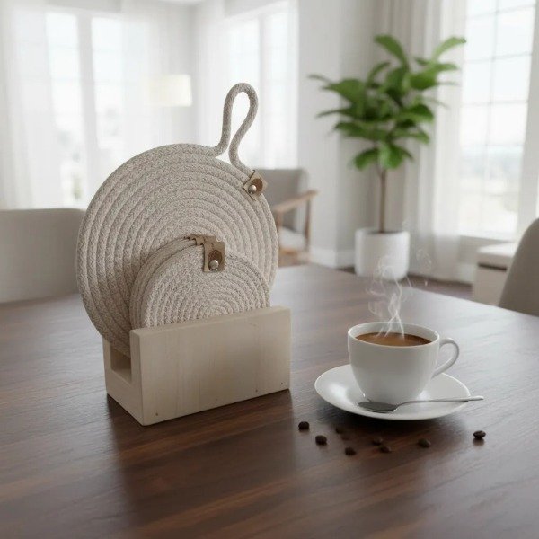 Producto - Set Posavasos Tazas Crudo + Apoya Pava + Accesorio.