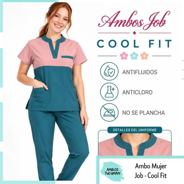 Producto - Ambo Job Rosa Corte Petróleo ( Cool Fit )