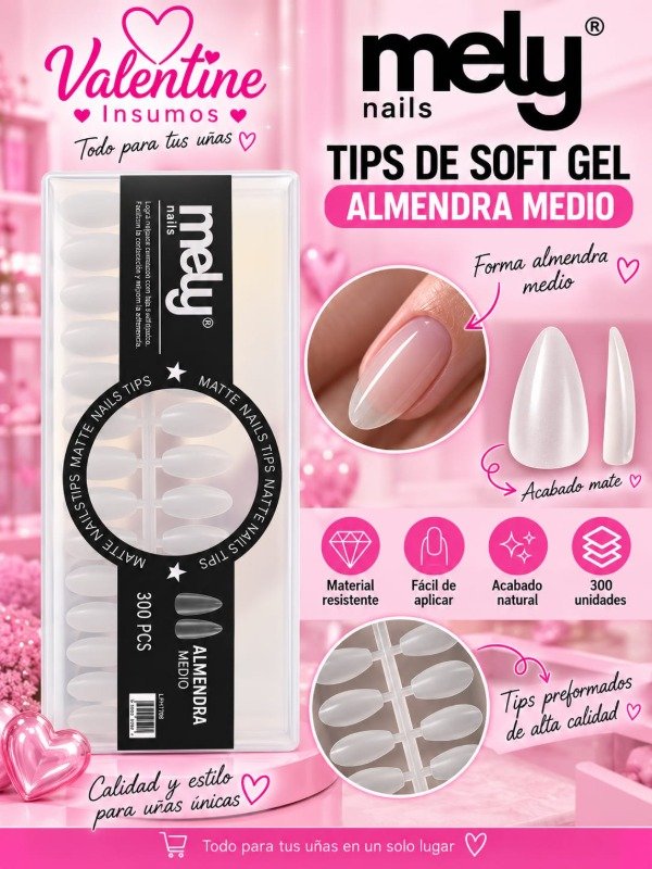 Producto - TIPS DE SOFT GEL ALMENDRA MEDIO MELY
