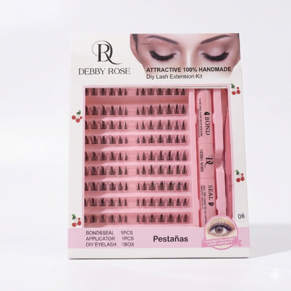 Producto - Set pestañas DIY Eyelaah + bonder, pegamento, pinza (#06) - Debby Rose
