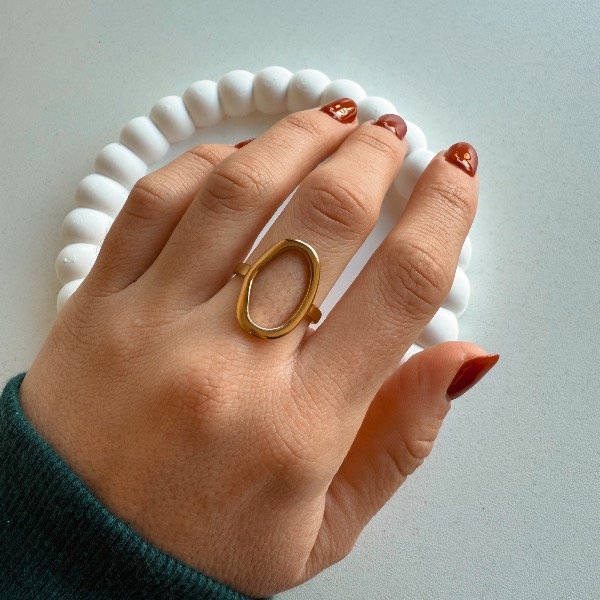 Producto - Anillo ovalado abstracto dorado