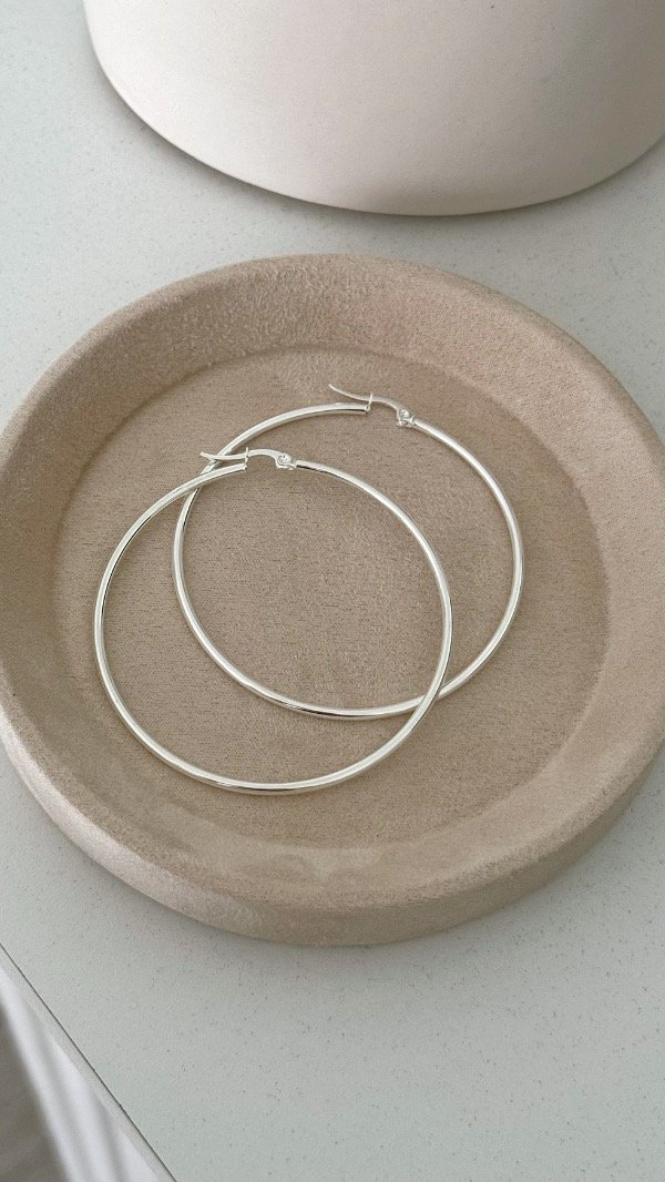 Producto - Argollas finas 6cm cierre it ACERO BLANCO