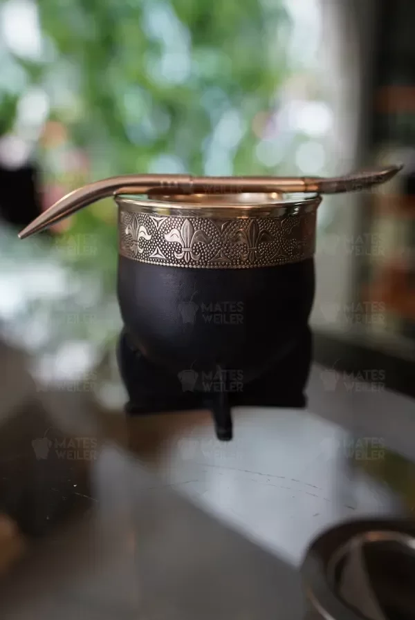 Producto - Combo Mate Imperial Premium Negro (Virola Alpaca) + Bombilla Pico de Loro