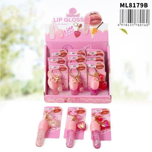 Producto - BRILLO LABIAL CON LLAVERO CORAZÓN