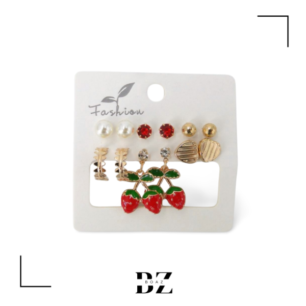 Producto - AROS X 3 PARES EN CARD CEREZA - 1994-4