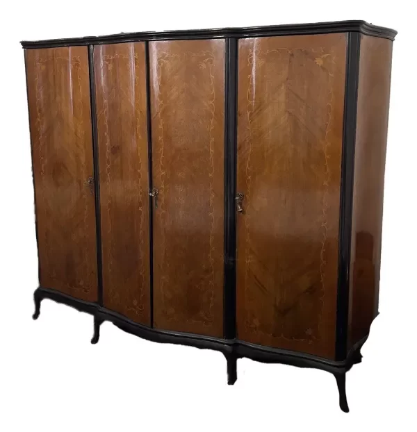 Producto - Ropero Antiguo Estilo Provenzal Francés de Madera,  4 Puertas, 3 Cajones