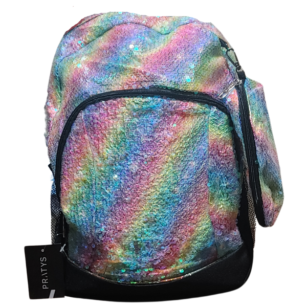 Producto - Mochila Escolar Pratys de Espalda Con Cartuchera Lentejuelas Brillo para niñas - 1
