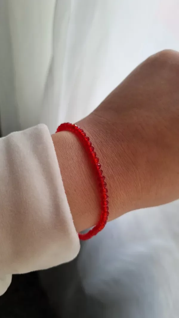 Producto - Pulsera mostacillas rojas Aq con cadena terminadora
