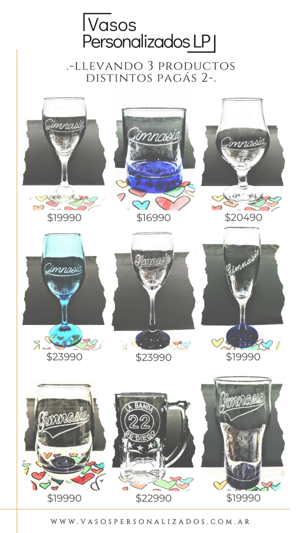 Producto - Vasos de Gimnasia Esgrima La Plata - 3 x 2