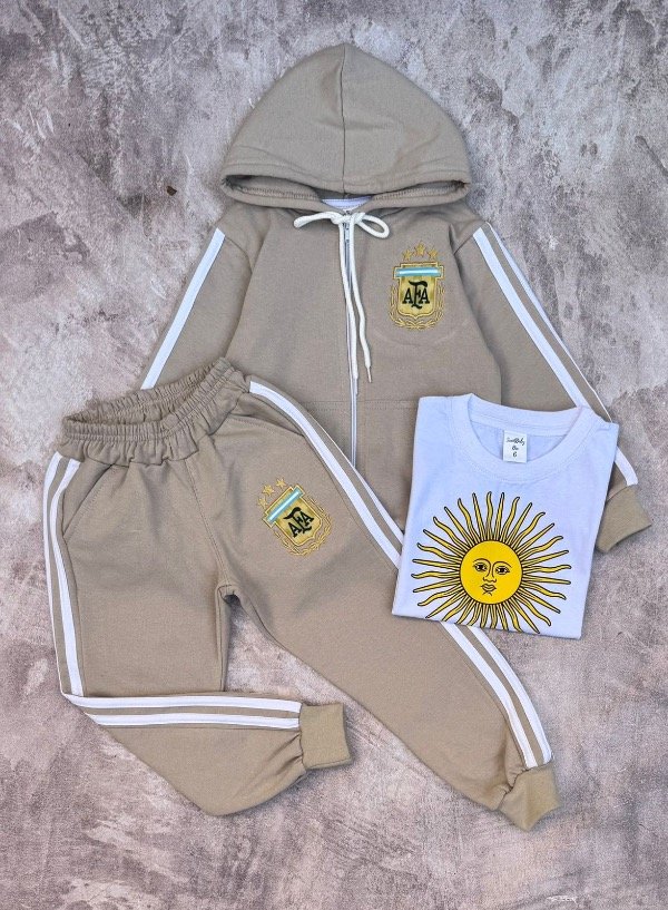 Producto - TRÍO AFA BEIGE (CAMPERA + REMERA + PANTALÓN)