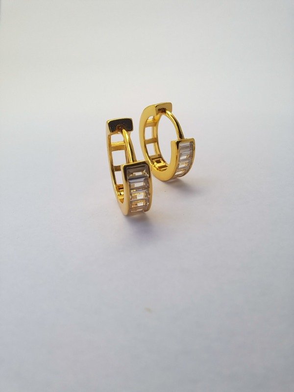 Producto - Aros Argollas Doradas Cubics Cuadrados