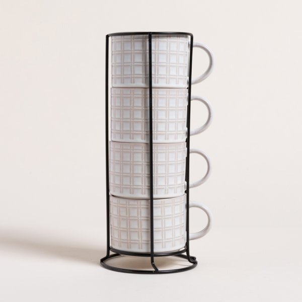 Producto - SET X 4 TAZAS DOTTS EN RACK 285 ML