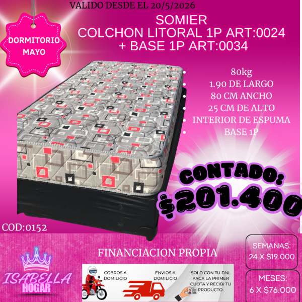 Producto - SOMIER LITORAL 1P