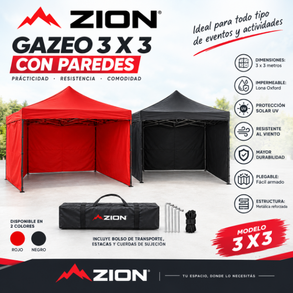 Producto - GAZEBO CON PAREDES 3X3 ZION