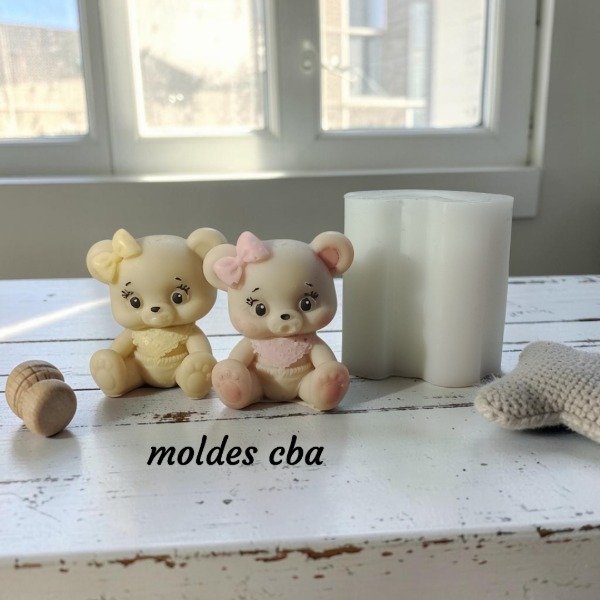 Producto - Molde osita bebé CHICA moño, babero y chupete - 0
