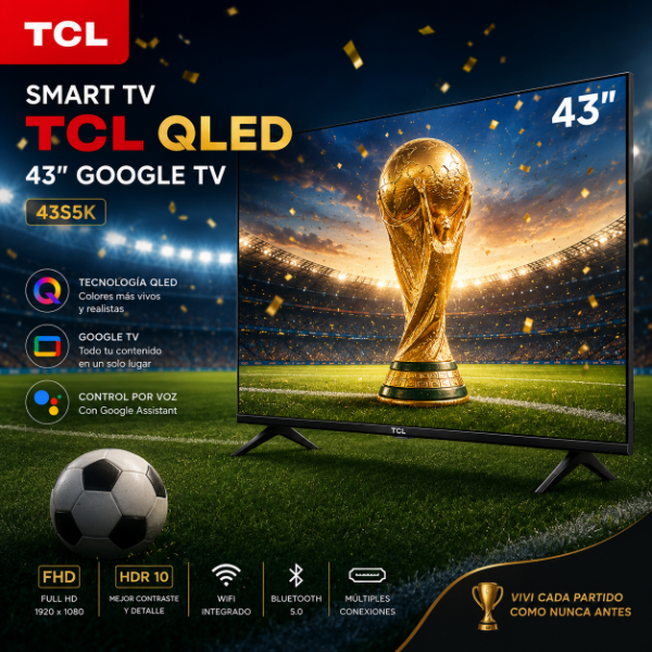 Producto - SMART TV TCL QLED  43" GOOGLE TV 43S5K