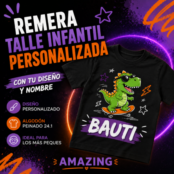 Producto - Remera algodon PERSONALIZADA Infantil