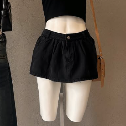 Producto - Falda Acampanada Jean negro y crudo - 36 y 40