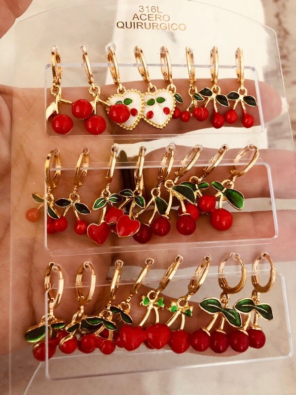 Producto - Blíster Cherry Golden x12 pares Acero Dorado