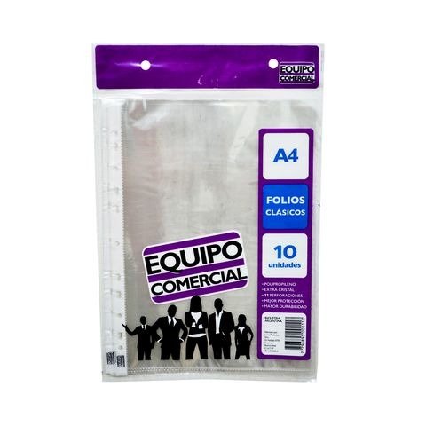 Producto - FOLIO A4 POLIPROPILENO EQUIPO COMERCIAL CLASICO 40 MICRONES X10 UNIDADES LUMA
