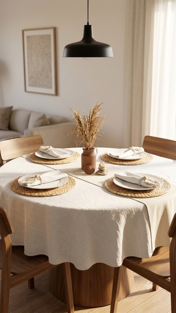 Producto - Set de mesa redondo blanco elegante