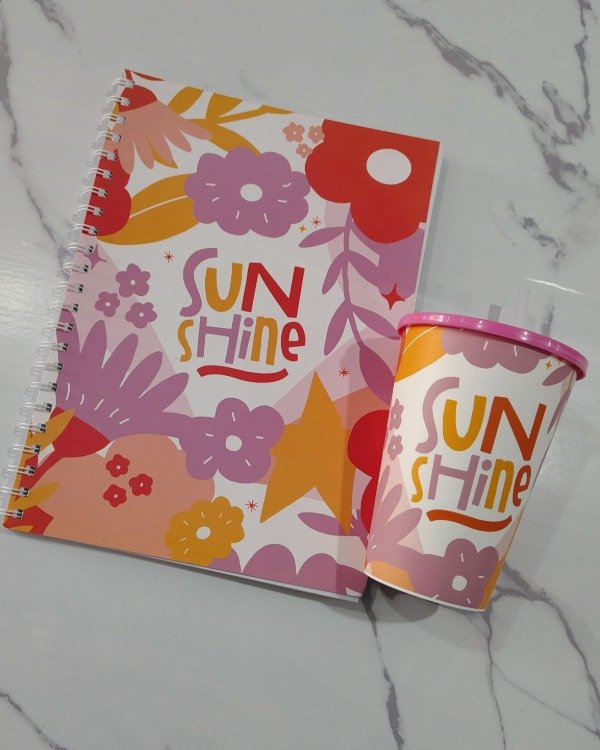 Producto - Cuaderno A4 y vaso Sunshine