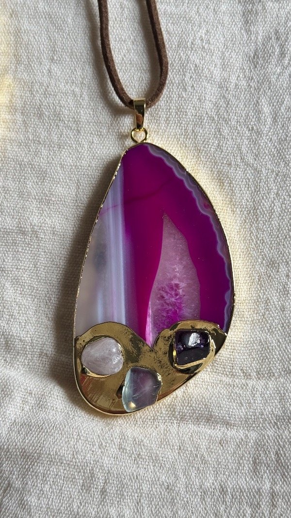 Producto - Collar Piedra Importada Fucsia