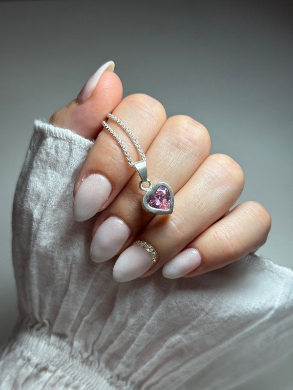 Producto - Dije piedra corazón rosa - 2