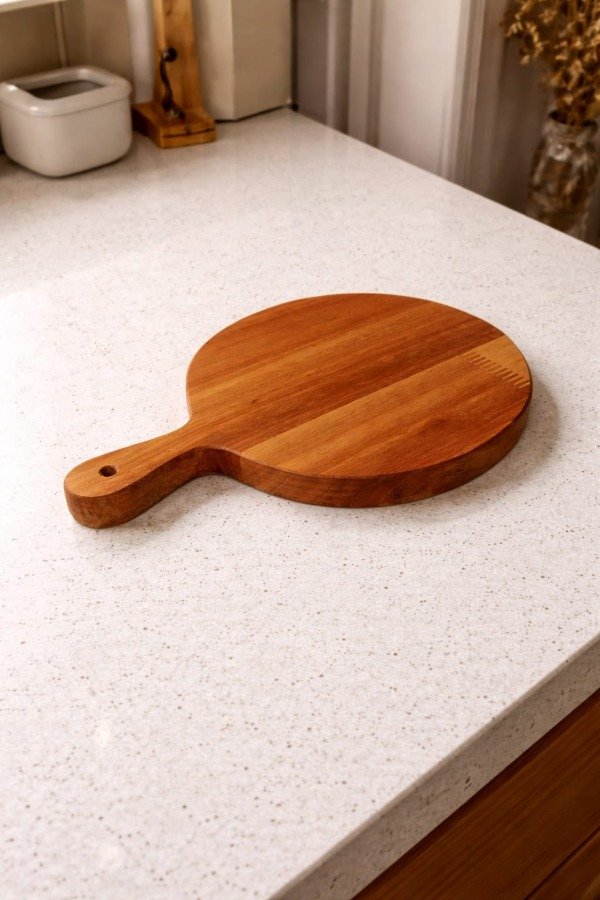 Producto - Tabla Quesera Redonda de Madera con Mango