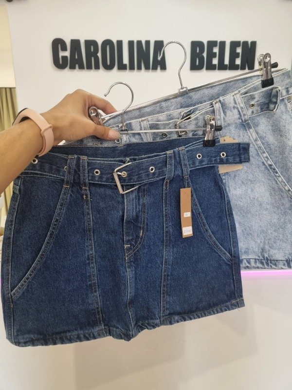 Producto - Pollera con cinto celeste