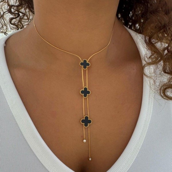 Producto - CORBATERO DORADO TRIPLE TREBOL NEGRO