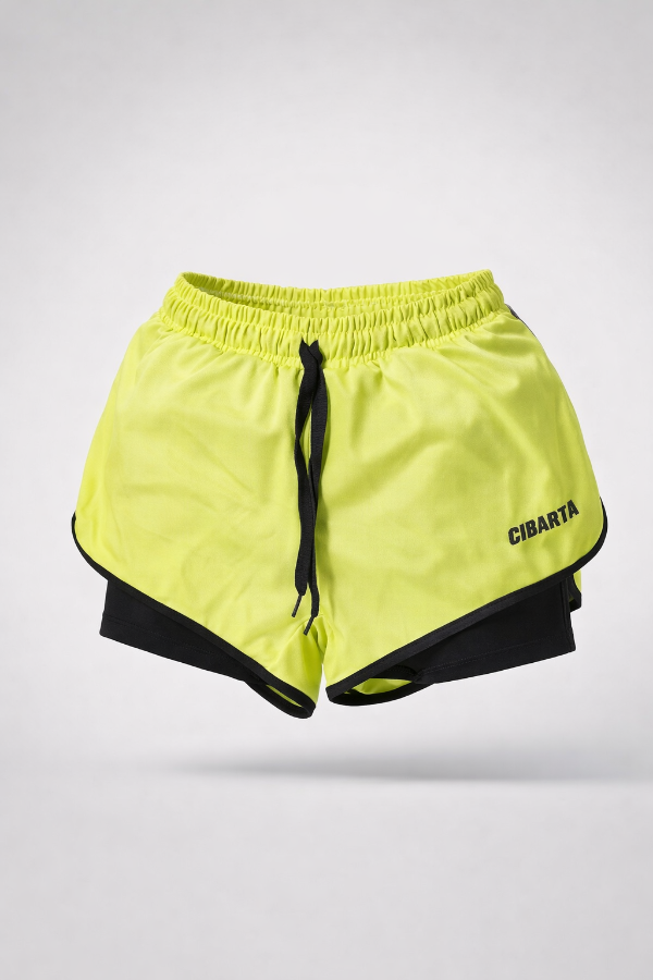 Producto - Short con calza cibarta modelo RCV Fitness amarillo