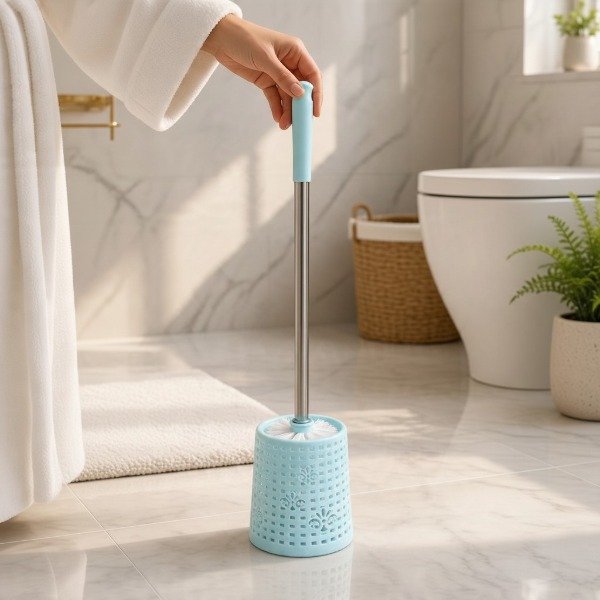 Producto - ESCOBILLA DE BAÑO REDONDA RATTAN CON FLORES CALADA 50CM - 2
