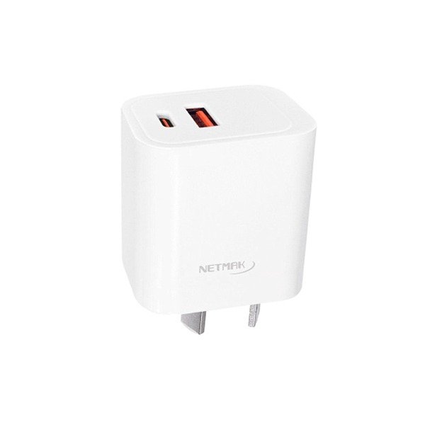 Producto - Cargador para celular 20W sin cable USB + Tipo C Netmak NM-CP7