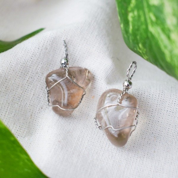 Producto - Dije Cuarzo Ahumado Claro en Acero