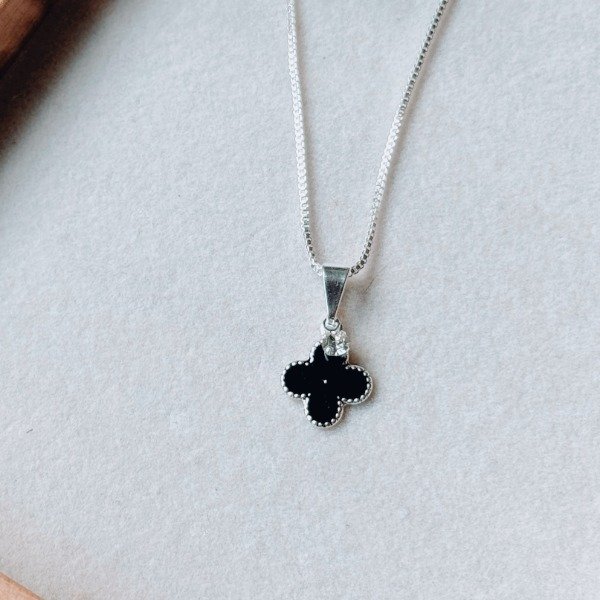 Producto - Conjunto Choker Van Cleef Negro Laminado Plata 925 - 1