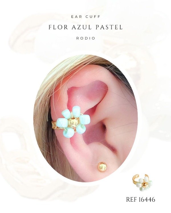 Producto - EAR CUFF FLOR AZUL PASTEL REF 16446