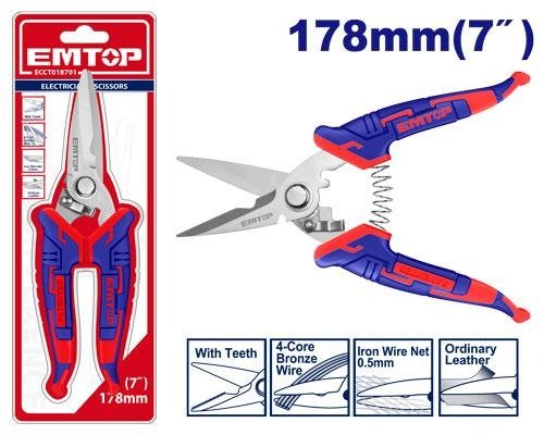 Producto - Tijera Para Electricista Emtop ECCT018701 178mm 7" acero inoxidable