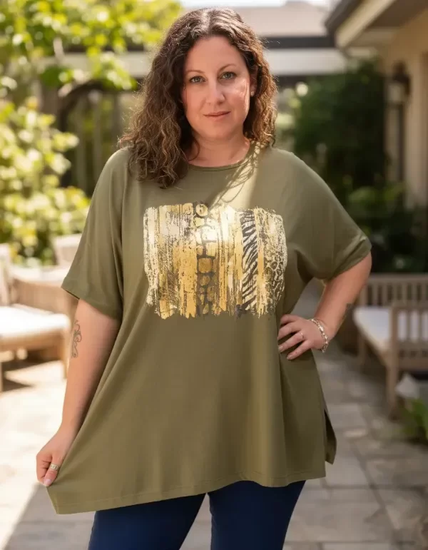 Producto - Remerones Metalizados Super Amplios 150 cm Verde Dorado Pinceladas 29.000 TRANSF