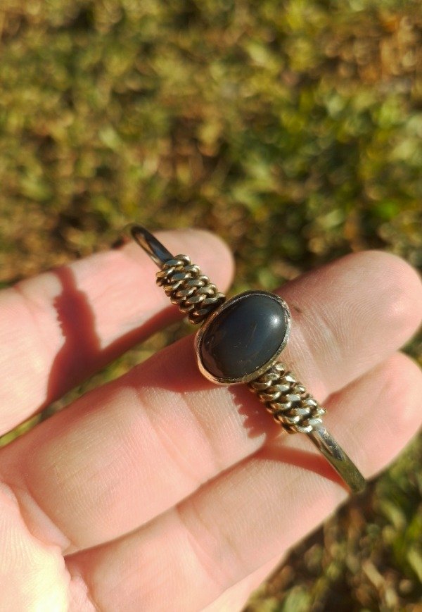 Producto - Pulsera Ágata azul oscuro, alpaca y bronce