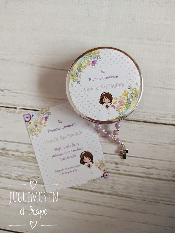 Producto - Lata con denario y estampita