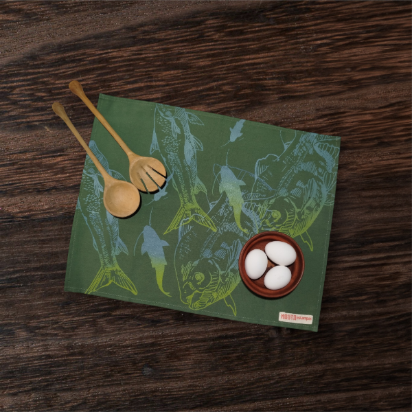 Producto - Par de individuales "Peces de río" Verde